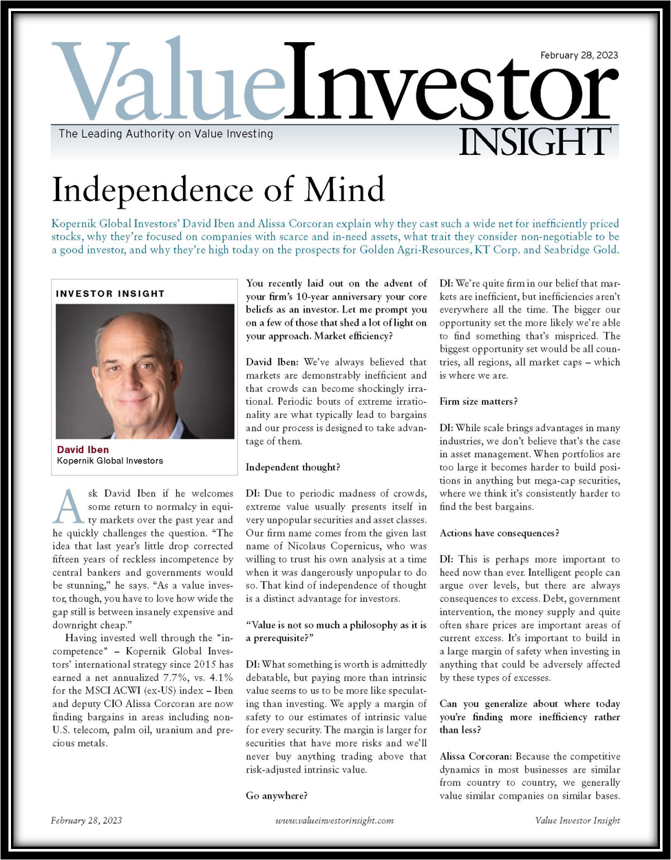Kopernik in Conversation with Value Investor Insight – February 28, 2023