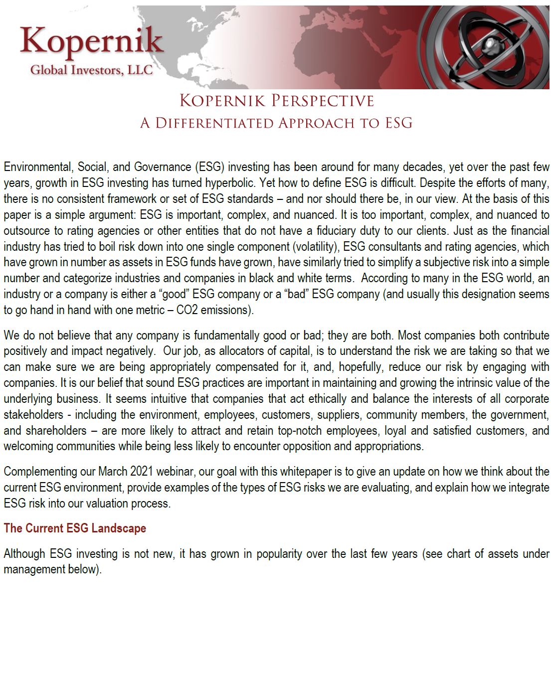 A Differentiated Approach to ESG (July 2022)