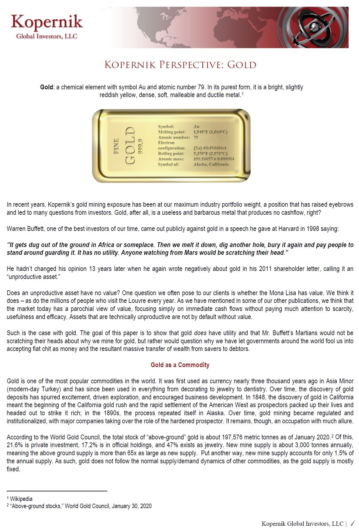 Kopernik Perspective: Gold (Jul 2020 Update)